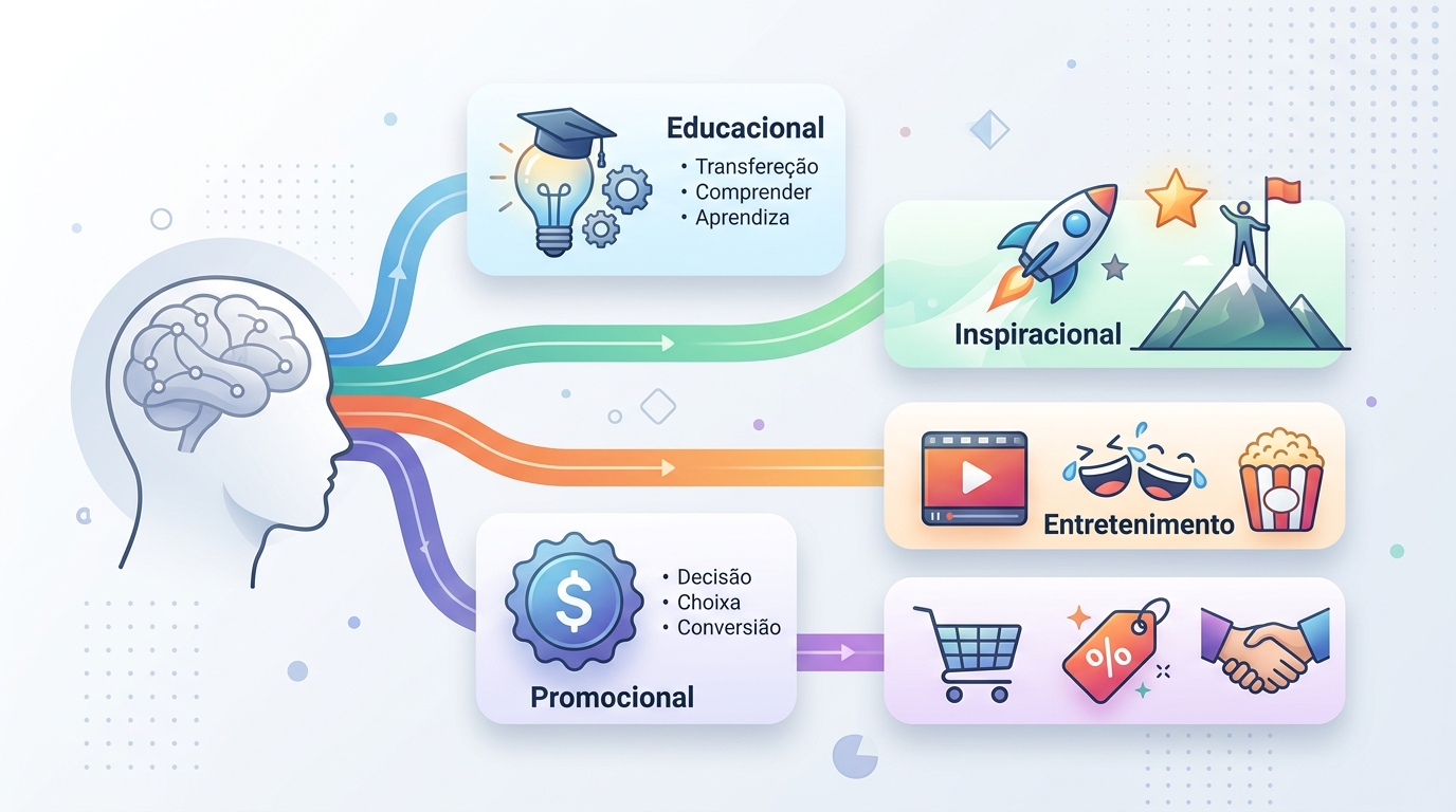 Os 4 Tipos de Conteúdo para Vender (e o Que Cada Um Faz de Verdade na Cabeça do Seu Público)