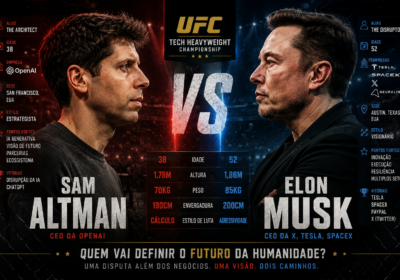 Sam Altman versus Elon Musk em estilo UFC Tech Heavyweight Championship
