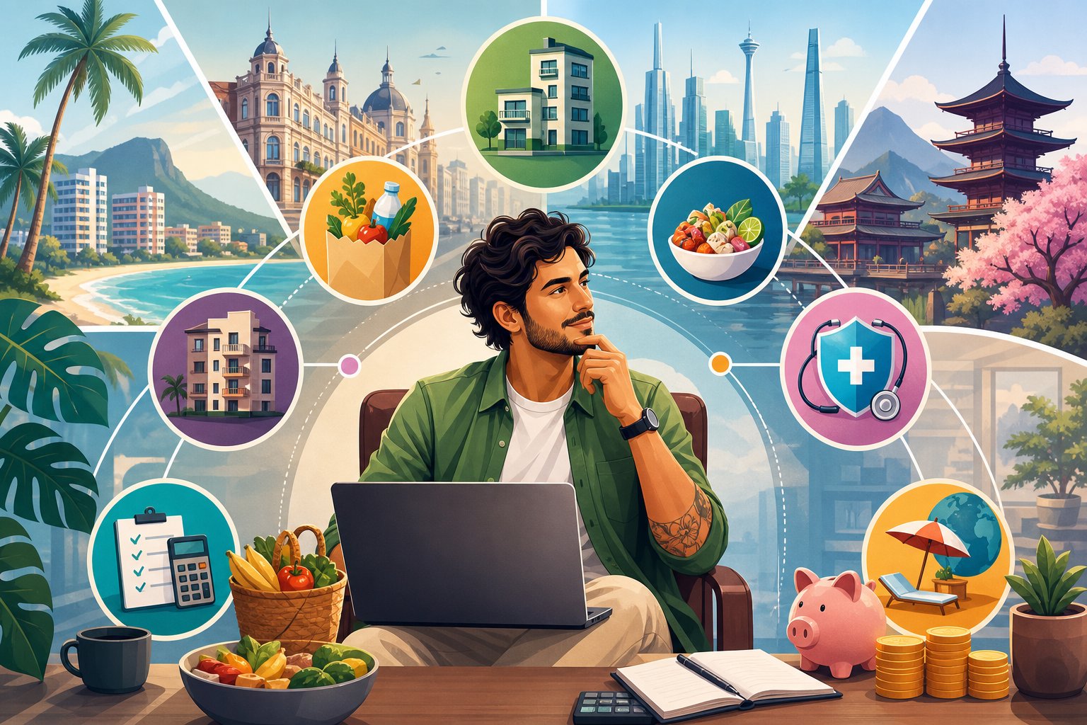 Custo real de vida: aluguel, alimentação e saúde em cada destino